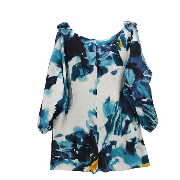 ST JOHN Boutiques Silk Stretch Blouse Drape Dolman Cold Shoulder SMALL - READ!! - Picture 3 of 16